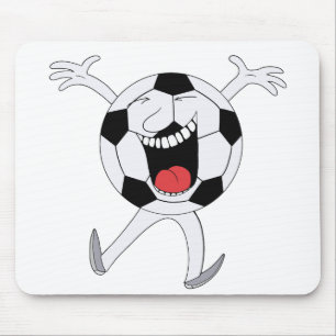 Laughing Soccer Ball Mascot Mouse Pad