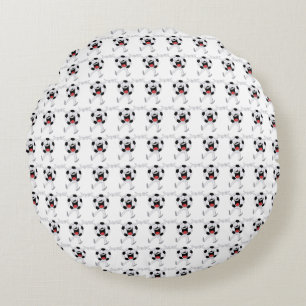 Laughing Soccer Ball Mascot Round Cushion