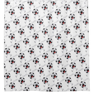 Laughing Soccer Ball Mascot Shower Curtain