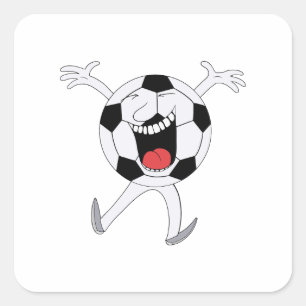 Laughing Soccer Ball Mascot Square Sticker