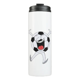 Laughing Soccer Ball Mascot Thermal Tumbler