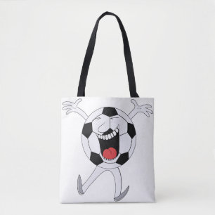 Laughing Soccer Ball Mascot Tote Bag