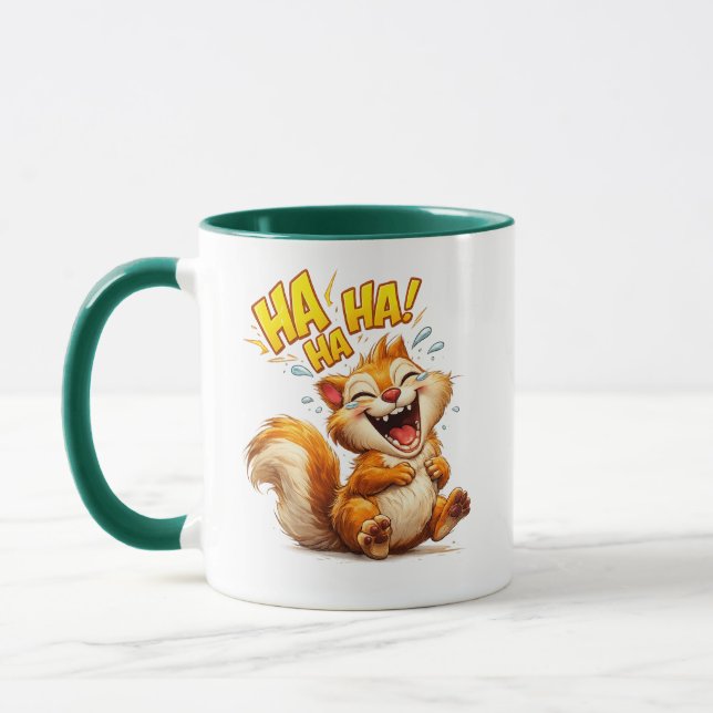 Laughing Squirrel Cute Cartoon Illustration Mug (Left)