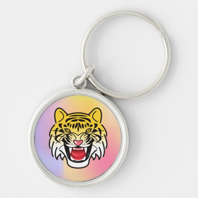 Laughing Tiger Face Artwork-21876 Key Ring (Front)
