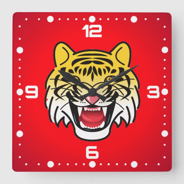 Laughing Tiger Face Artwork-21876 Square Wall Clock (Front)