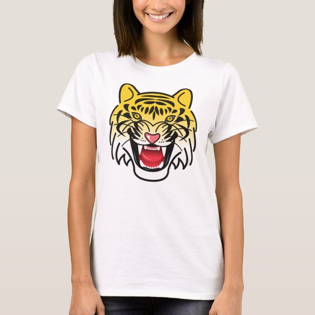 Laughing Tiger Face Artwork T-Shirt (Front)