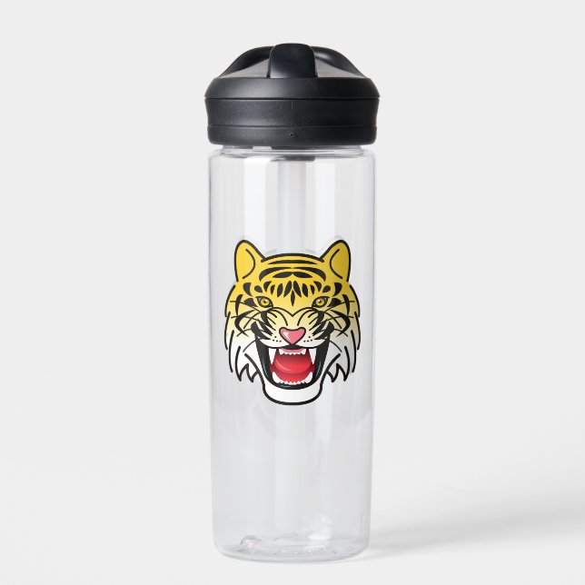 Laughing Tiger Face Artwork Water Bottle (Front)