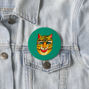 Laughing Tiger Watercolor Button