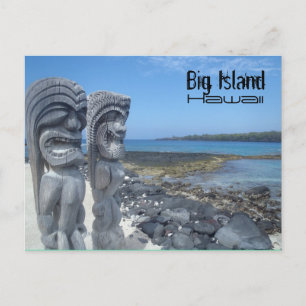 Laughing tikis Hawaii Big Island postcard