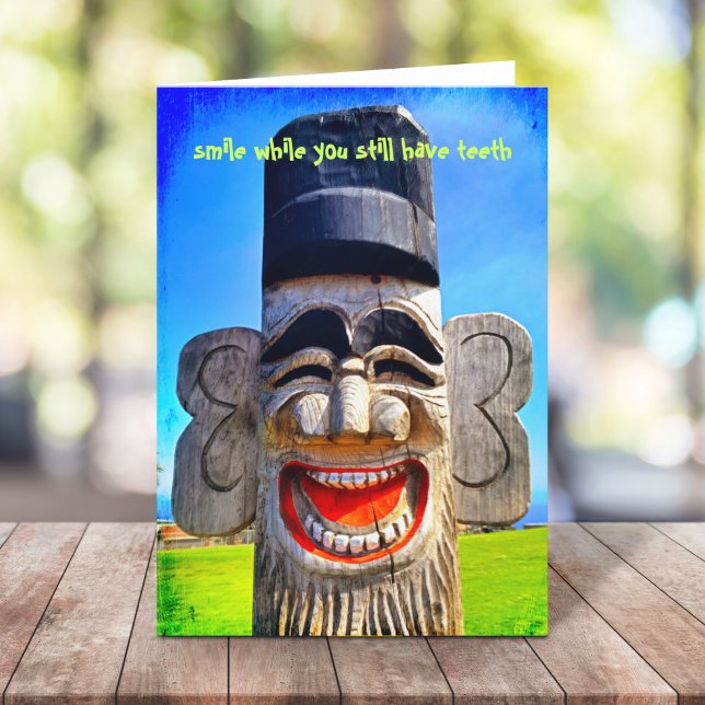Laughing Totem Face Smile While You Have Teeth  Card (Creator Uploaded)
