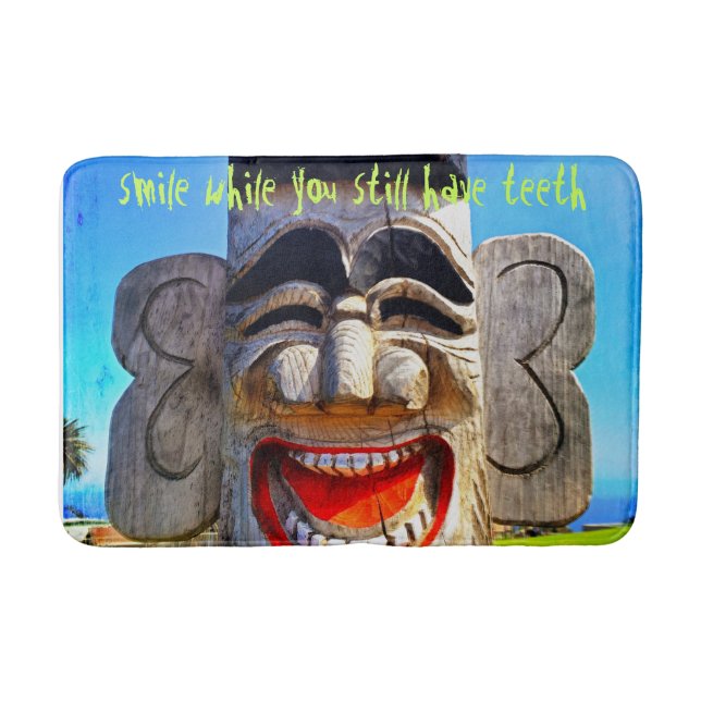 Laughing Totem Photography Smile Quote Typography  Bath Mat (Front)
