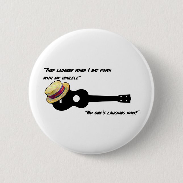 Laughing Ukulele 6 Cm Round Badge (Front)