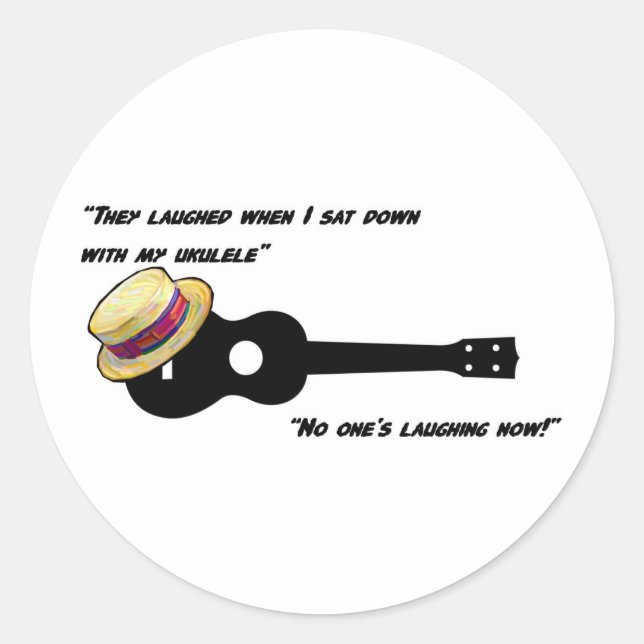 Laughing Ukulele Classic Round Sticker (Front)