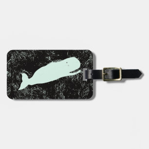laughing white whale luggage tag