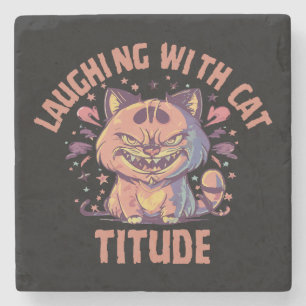 Laughing with Cat-titude Stone Coaster