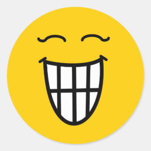 Laughing with toothy smile classic round sticker