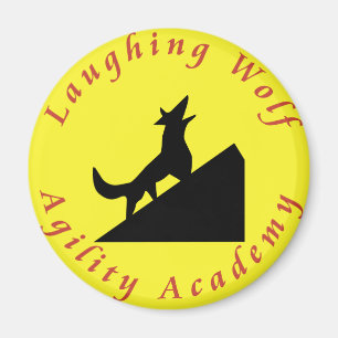 laughing wolf in moon magnet