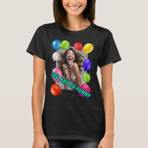 Laughing woman and balloons