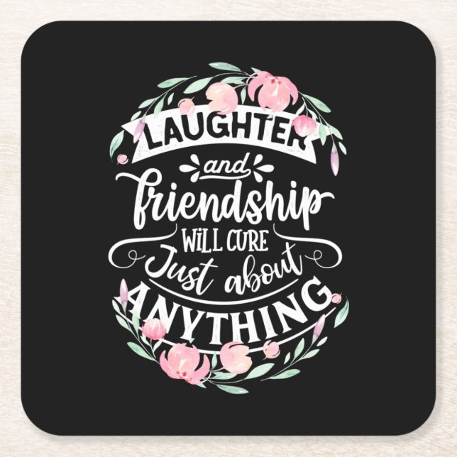 Laughter And Friendship Square Paper Coaster (Front)