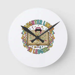 Laughter Lines in Ledger – Smart Humour T-Shirt Round Clock