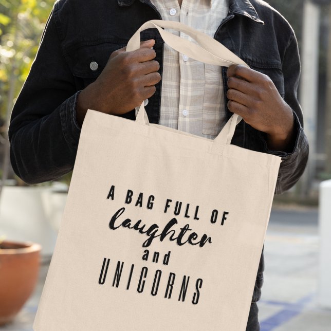 Laughter & Unicorns Funny Joyful Quirky Tote Bag ( Shop now and add a sprinkle of joy to your everyday adventures!)
