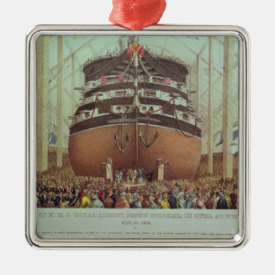Launch of H.M.S. Royal Albert, Screw Steamer Metal Ornament