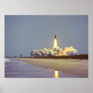 Launch of Space Shuttle Challenger (STS-6) Poster