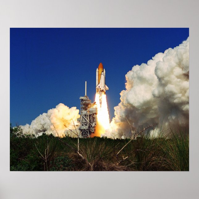 Launch of Space Shuttle Discovery (STS-95) Poster (Front)