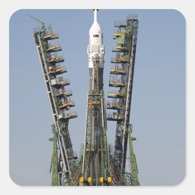 Launch scaffolding is raised into place square sticker (Front)
