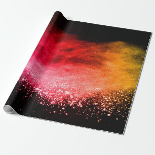 Launched colorful powder, isolated on black backgr wrapping paper