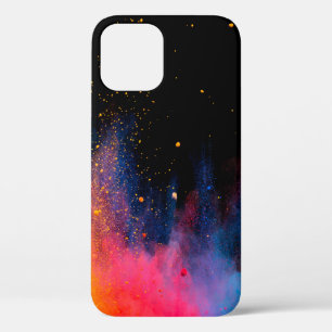 Launched colourful powder, isolated on black backg iPhone 12 case