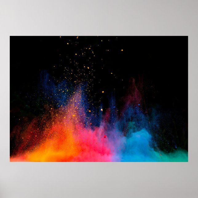 Launched colourful powder, isolated on black backg poster (Front)