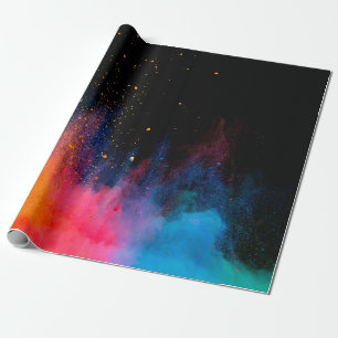 Launched colourful powder, isolated on black backg wrapping paper