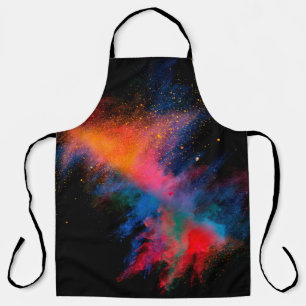 Launched colourful powder on black backgroundcolor apron