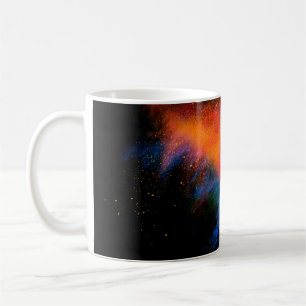Launched colourful powder on black backgroundcolor coffee mug