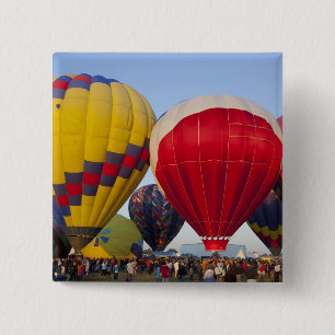 Launching hot air balloons 2 15 cm square badge
