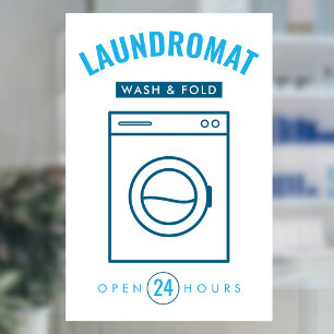 Laundromat 24/7 Wash and Fold Service Blue & White