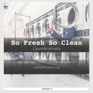 Laundromat company vehicle adverting business stic