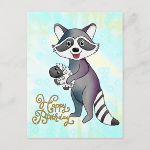 Laundry bear with sheep postcard