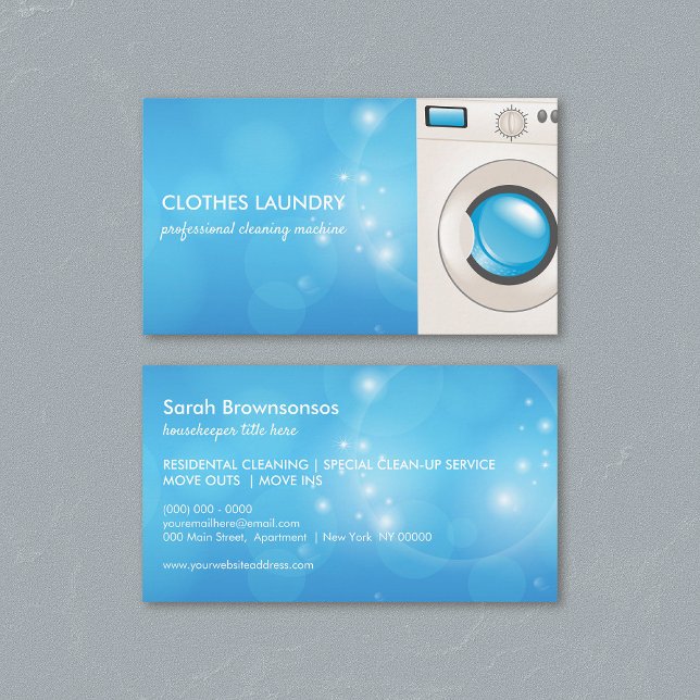 Laundry Cleaning Service Business Card (Creator Uploaded)