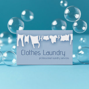 Laundry Cleaning Services Simple Blue Business Card