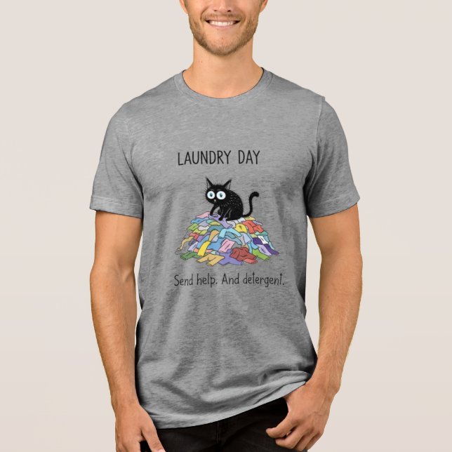 Laundry Day Black Cat Lover Tee (Front)