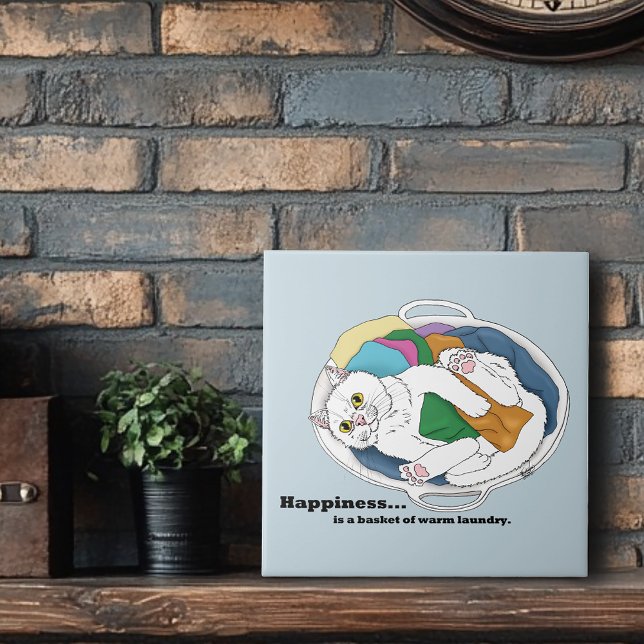 Laundry Day Cat Ceramic Tile (Creator Uploaded)