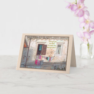 Laundry Day/colourful laundry outside window Card