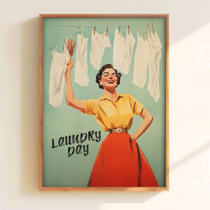 Laundry Day Print Retro Housewife Wash Room Art Ut