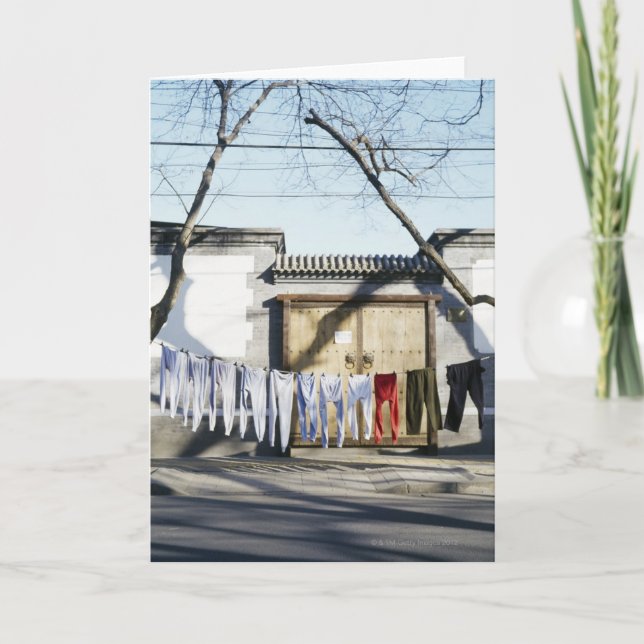 Laundry Drying on Clotheslines Card (Front)