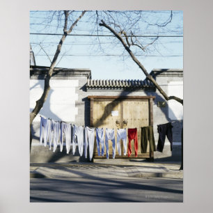 Laundry Drying on Clotheslines Poster