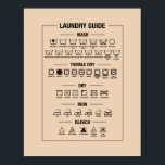 Laundry guide, textile care symbols poster<br><div class="desc">Laundry art print,  washing guide poster,  textile care symbols,  machine wash signs,  how to wash,  home decoration for laundry room,  wall art,  art print,  poster</div>