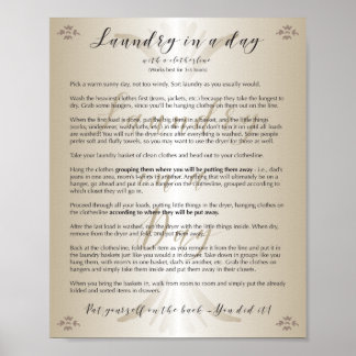 Laundry in a day poster with instructions