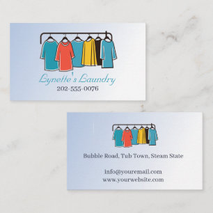 Laundry Ironing Dry Cleaning Blue Business Card